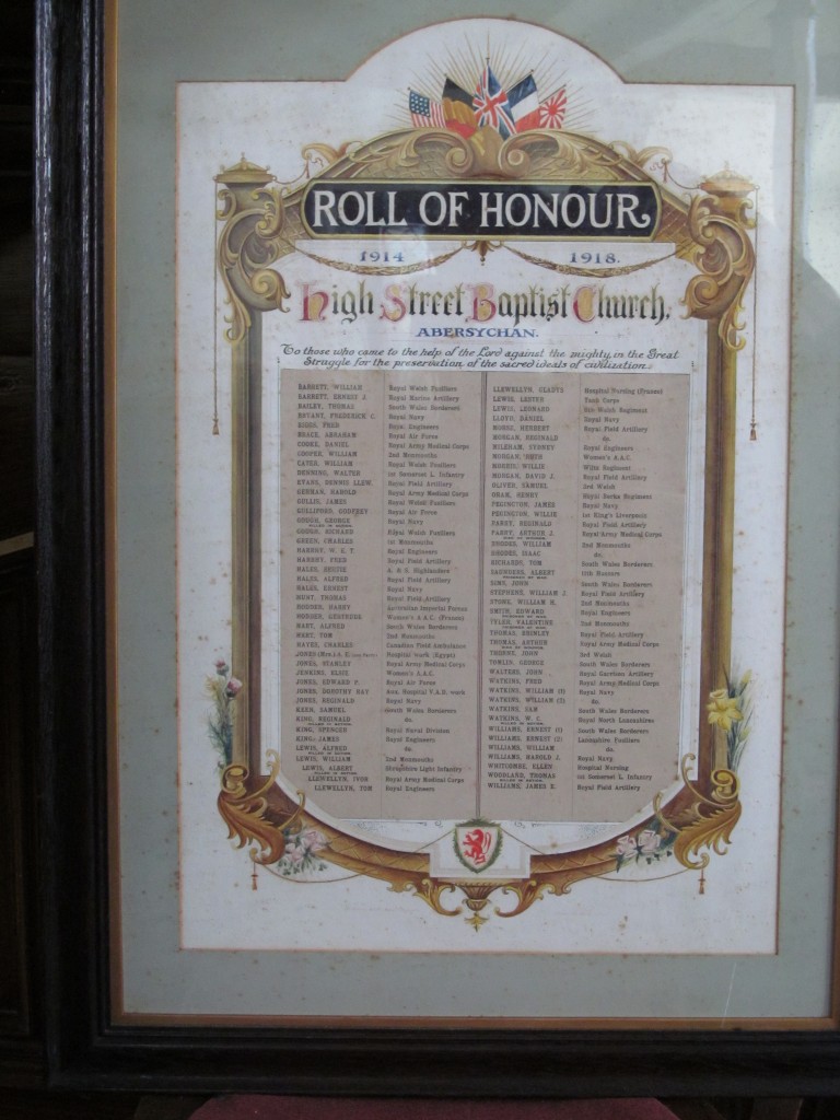 Abersychan - High Street English Baptist WW1 Roll of Honour (2)